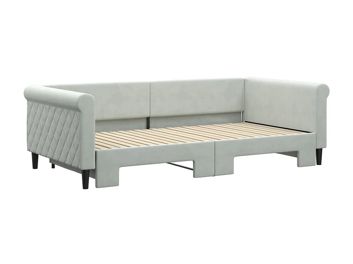 Lit gigogne gris clair 100x200 cm velours WVGQ2232