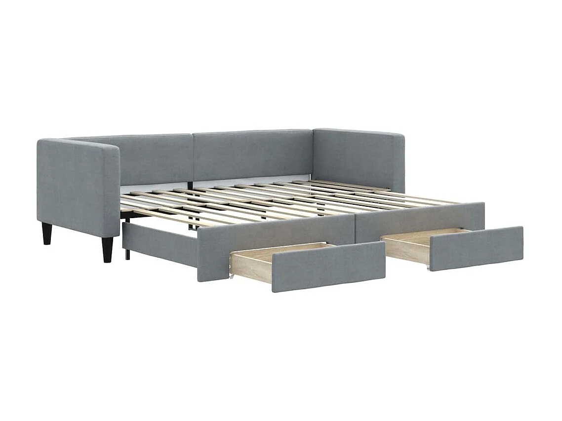 Slaapbank met onderschuifbed en lades 80x200 cm stof lichtgrijs NL67139