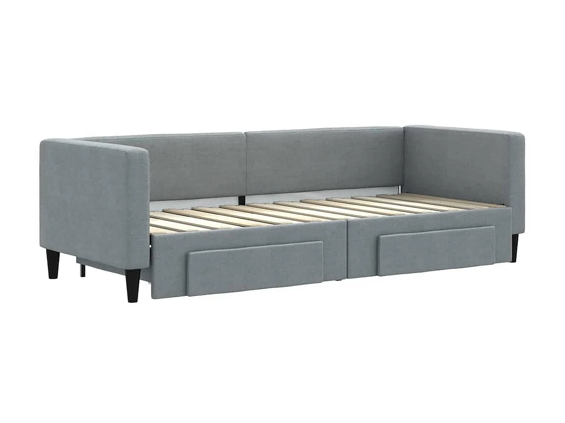 Slaapbank met onderschuifbed en lades 80x200 cm stof lichtgrijs NL67139