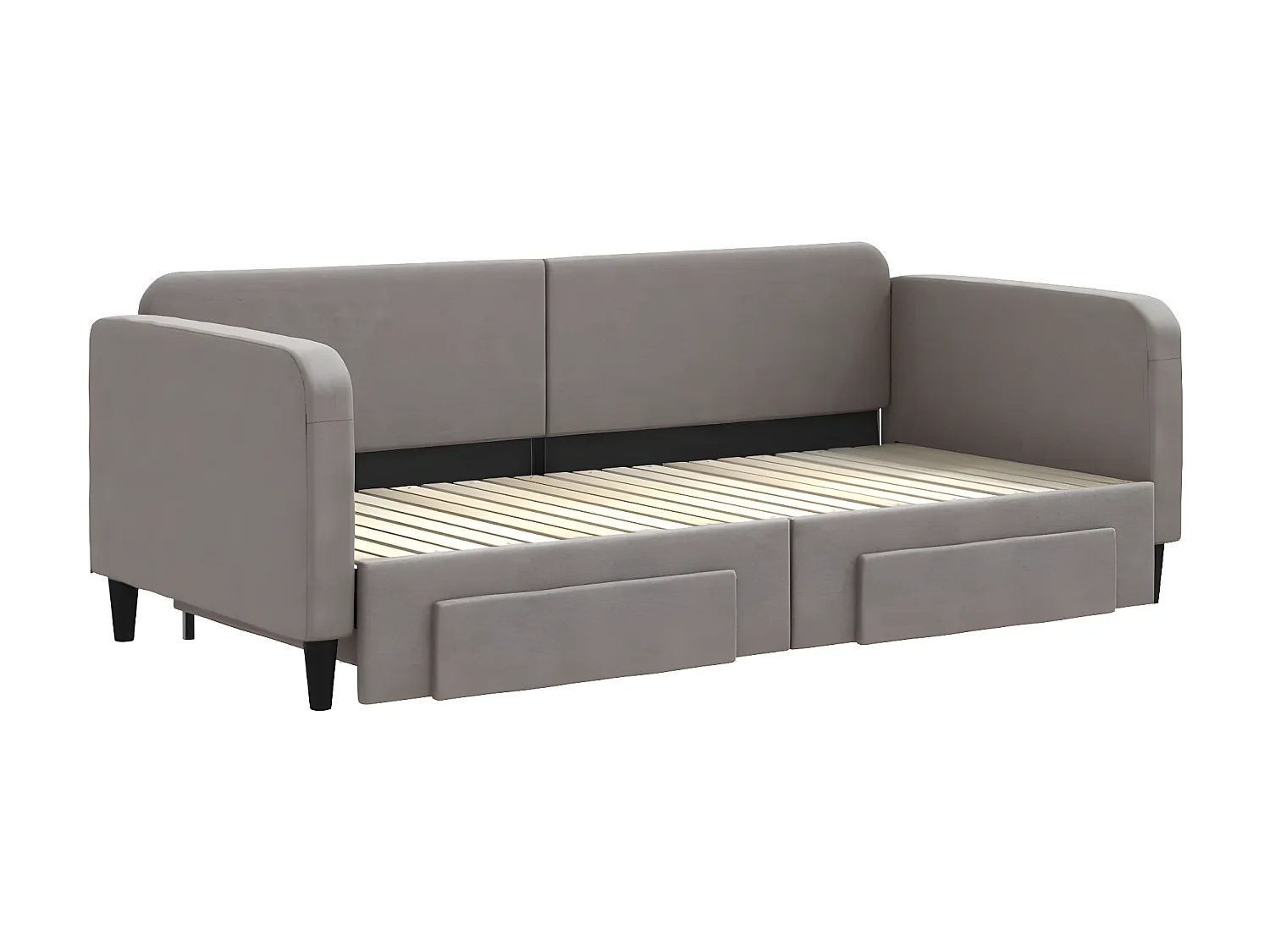 Lit gigogne et tiroirs taupe 90x200 cm tissu ASW73308