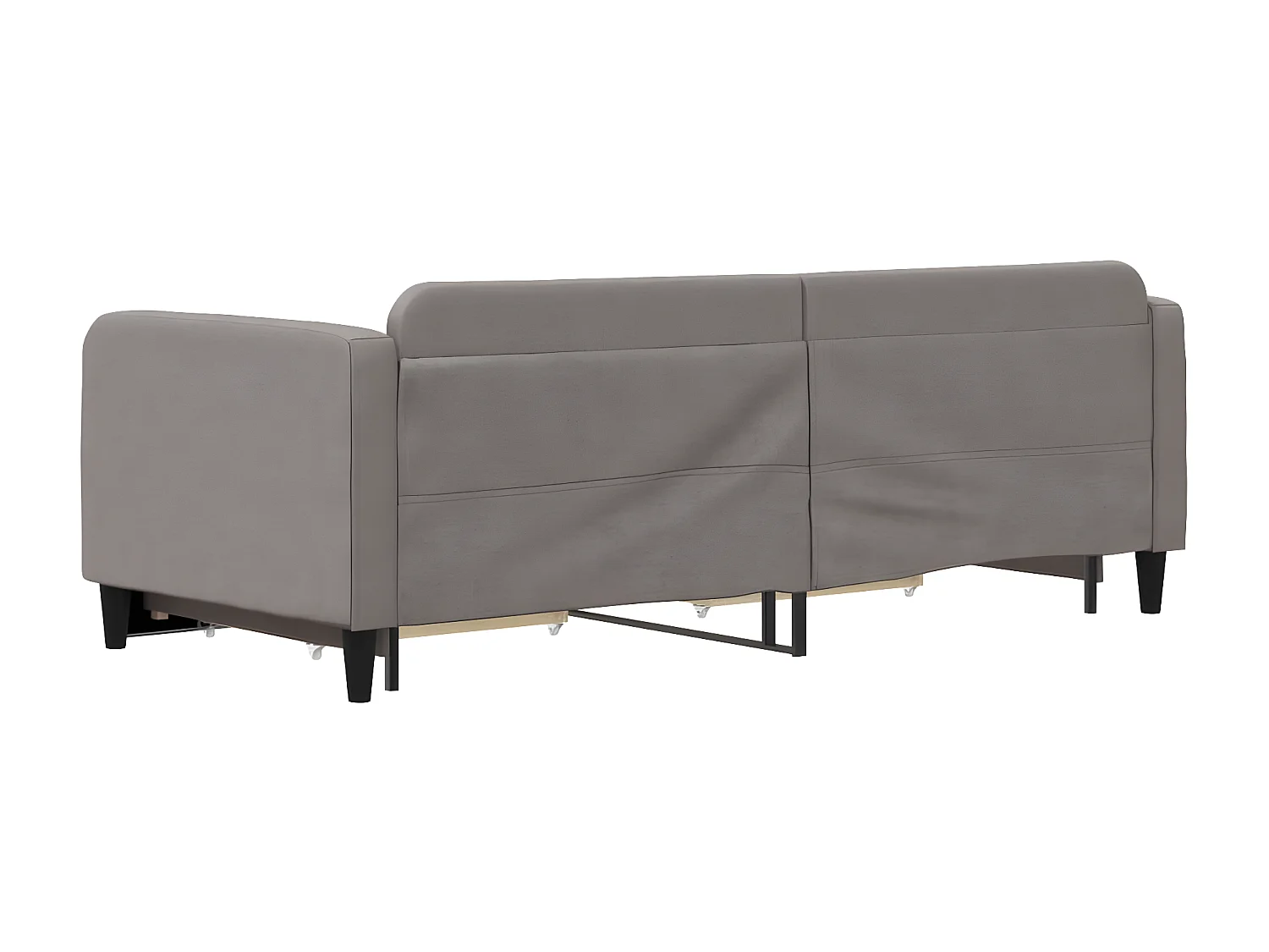 Lit gigogne et tiroirs taupe 90x200 cm tissu ASW73308