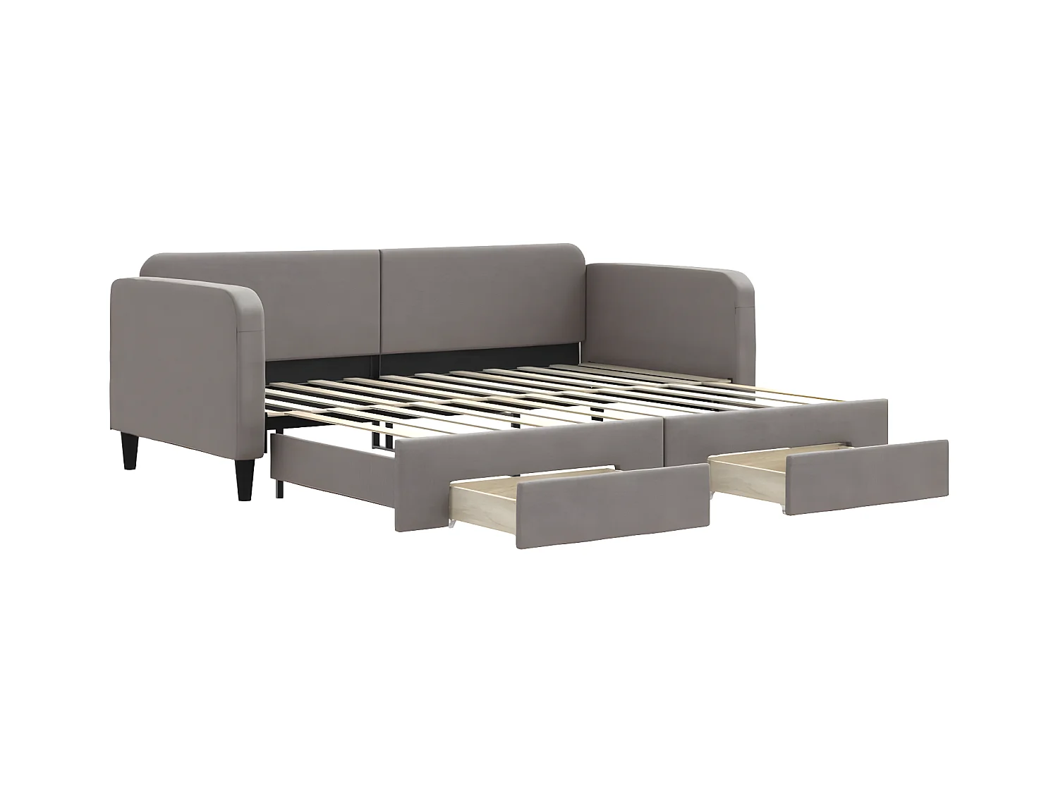 Cama dupla/gavetas 90x200 cm tecido cinza-acastanhado PT423268