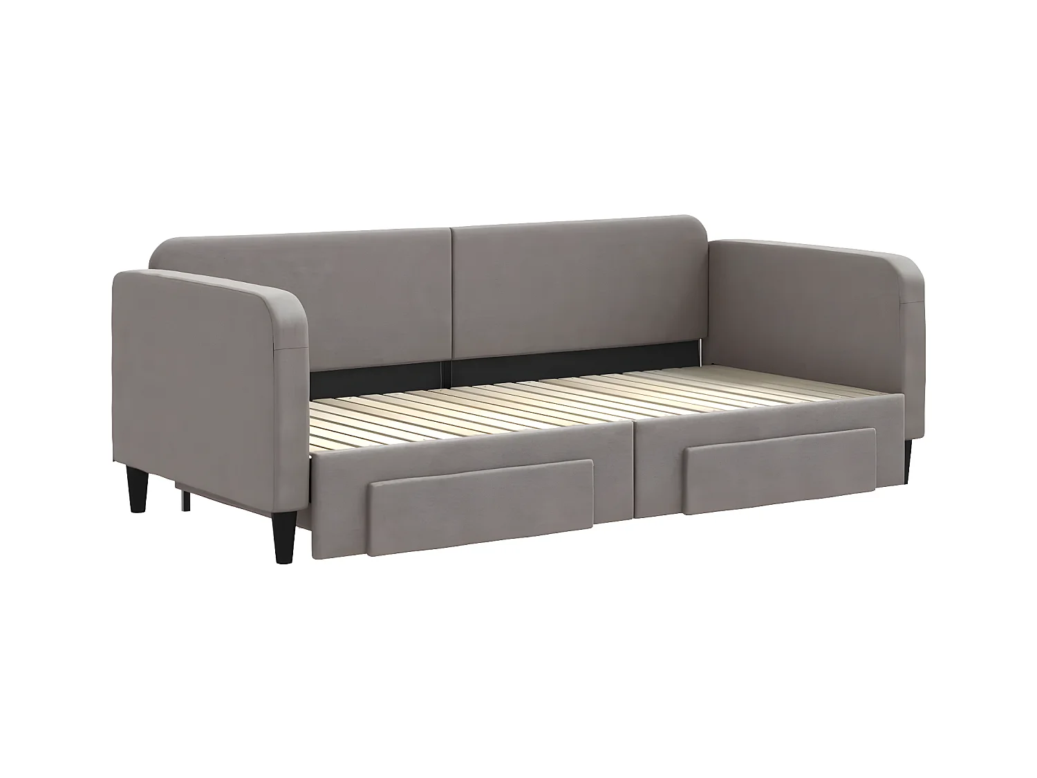 Cama dupla/gavetas 90x200 cm tecido cinza-acastanhado PT423268