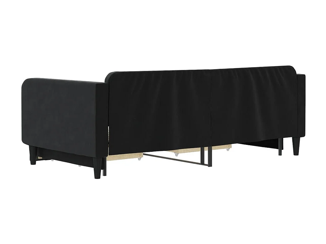Lit gigogne et tiroirs noir 100x200 cm velours WVGQ2707
