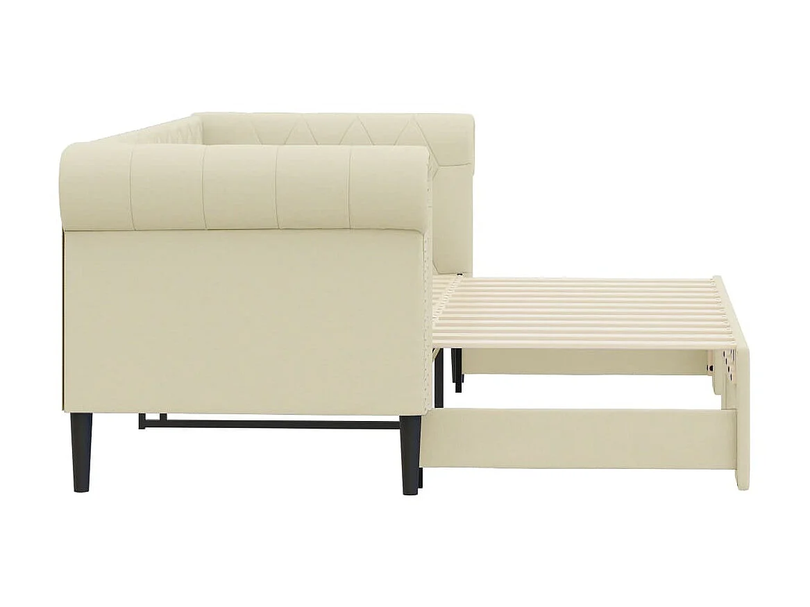 Tagesbett Ausziehbar,Ausziehbett Creme 90x200 cm Kunstleder -gkd52944
