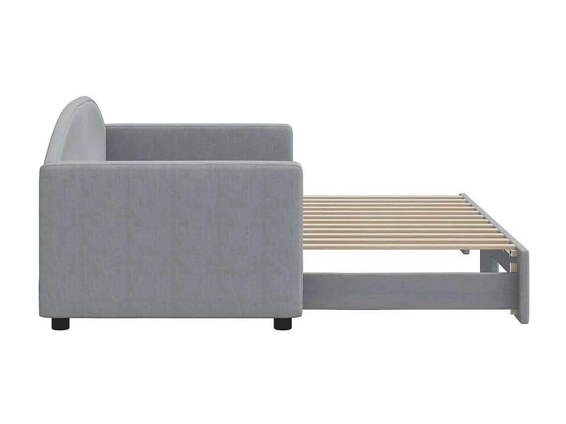 Slaapbank met onderschuifbed 80x200 cm stof lichtgrijs NL52155