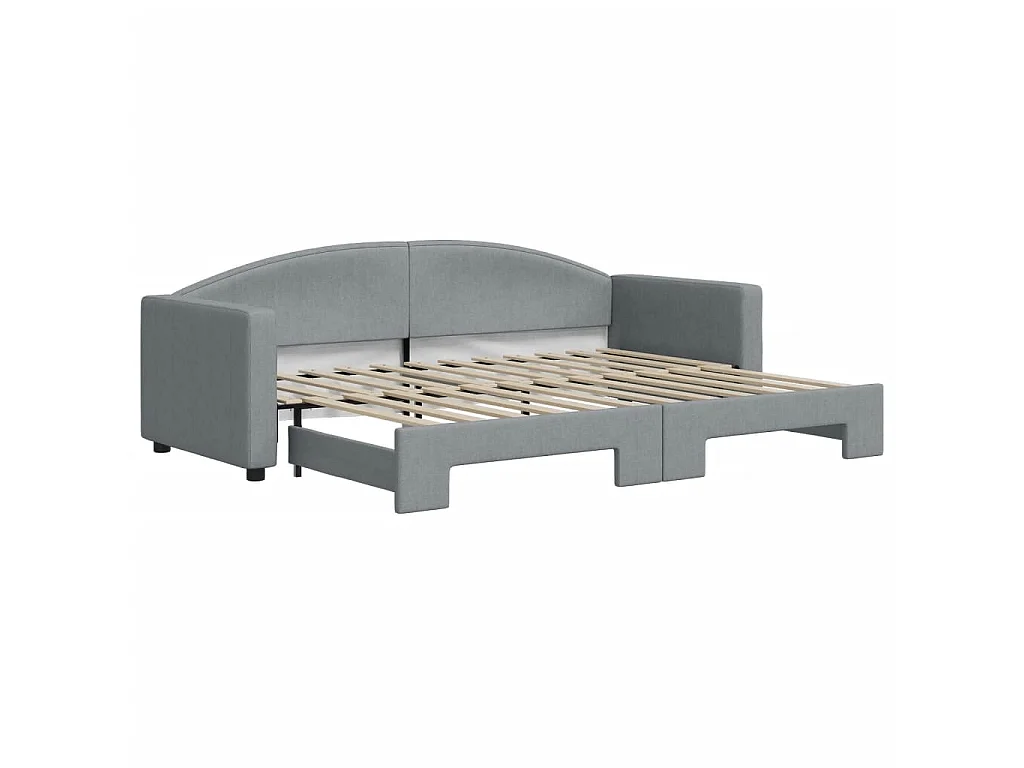 Tagesbett Ausziehbar,Ausziehbett Hellgrau 80x200 cm Stoff -gkd79456