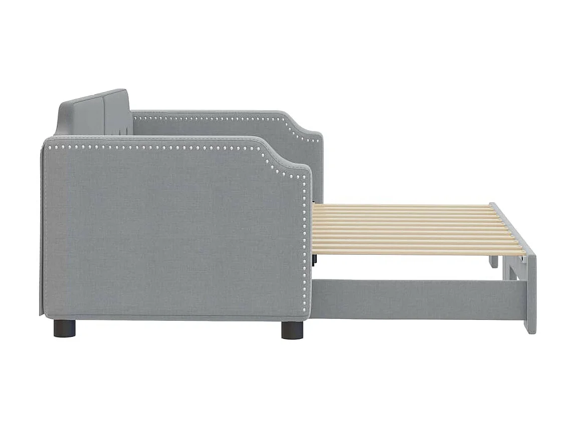 Slaapbank met onderschuifbed 80x200 cm stof lichtgrijs NL32881