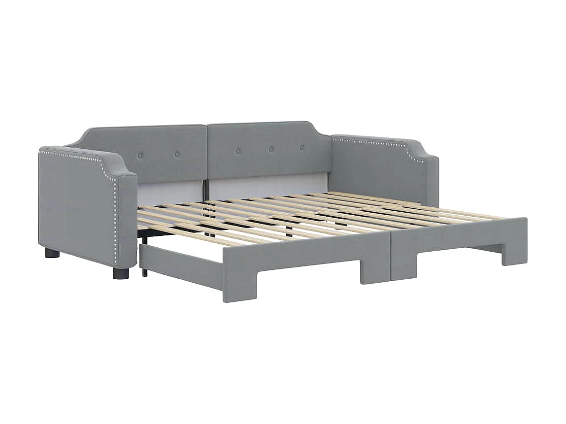 Tagesbett Ausziehbar,Ausziehbett Hellgrau 80x200 cm Stoff -gkd42302