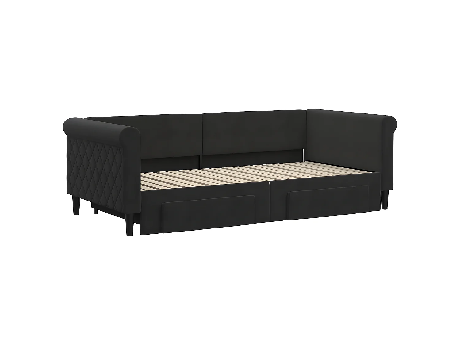 Tagesbett Ausziehbar,Ausziehbett mit Schubladen Schwarz 90x190 cm Samt -gkd42254