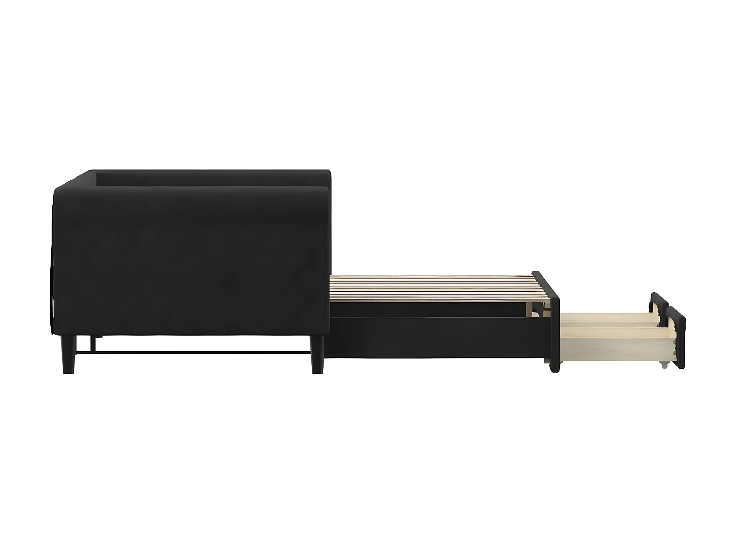 Tagesbett Ausziehbar,Ausziehbett mit Schubladen Schwarz 90x190 cm Samt -gkd42254