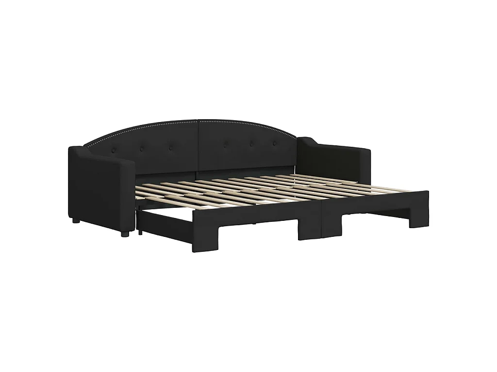 Cama dupla com gavetão 80x200 cm tecido preto PT969487