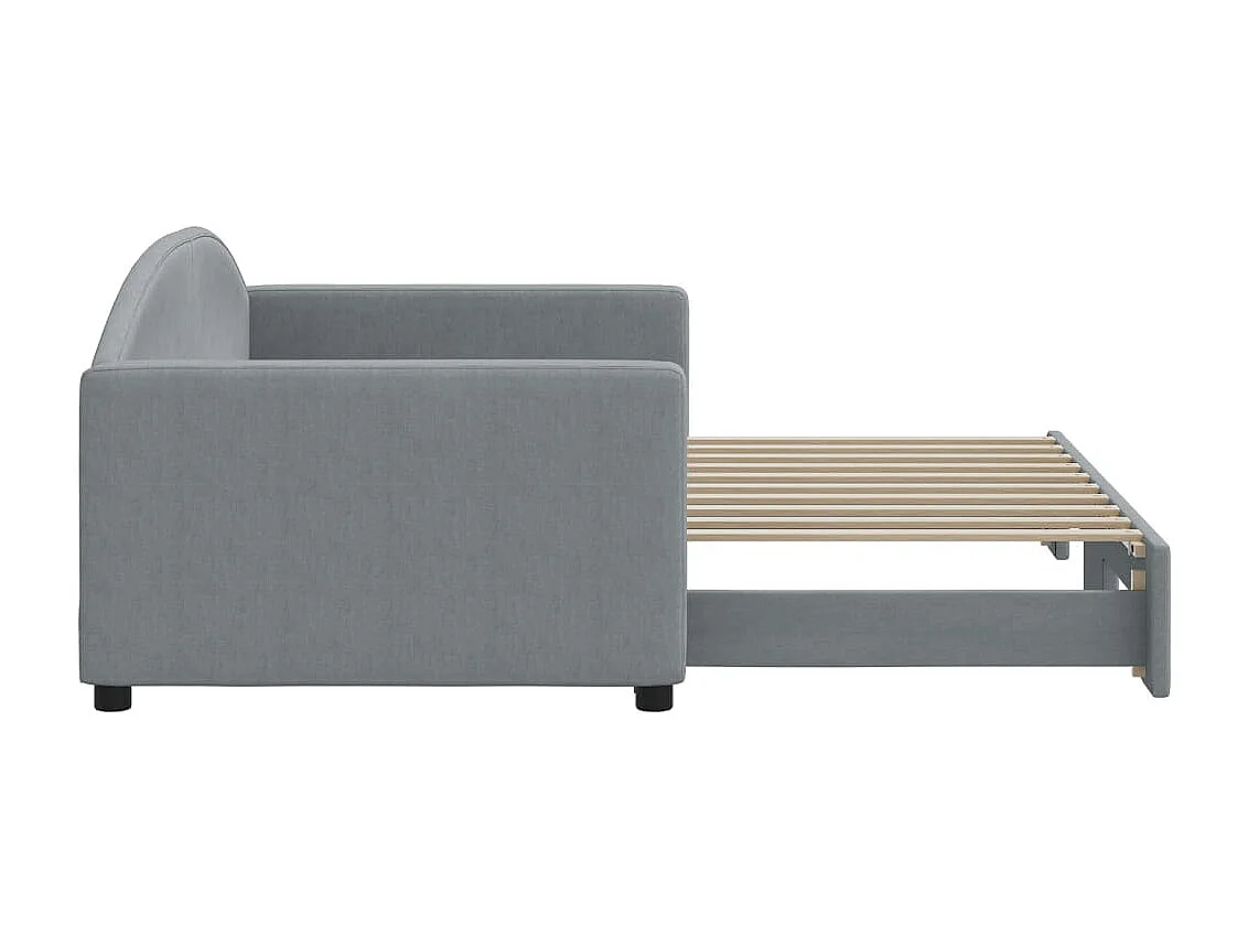 Slaapbank met onderschuifbed 90x190 cm stof lichtgrijs NL40228