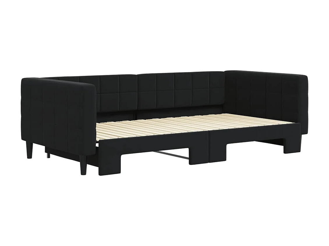Cama dupla com gavetão 100x200 cm veludo preto PT617466