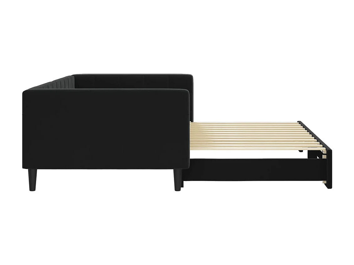 Cama dupla com gavetão 100x200 cm veludo preto PT617466