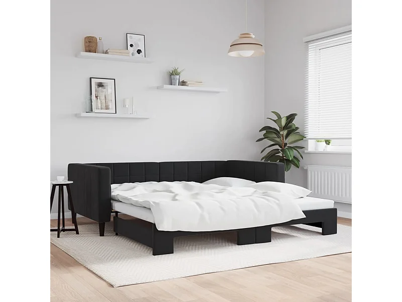 Lit gigogne noir 100x200 cm velours WVGQ1541