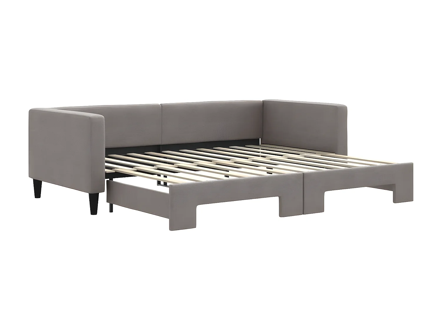 Cama dupla com gavetão 90x200 cm tecido cinzento-acastanhado PT914788