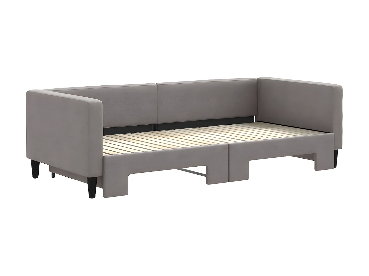 Cama dupla com gavetão 90x200 cm tecido cinzento-acastanhado PT914788