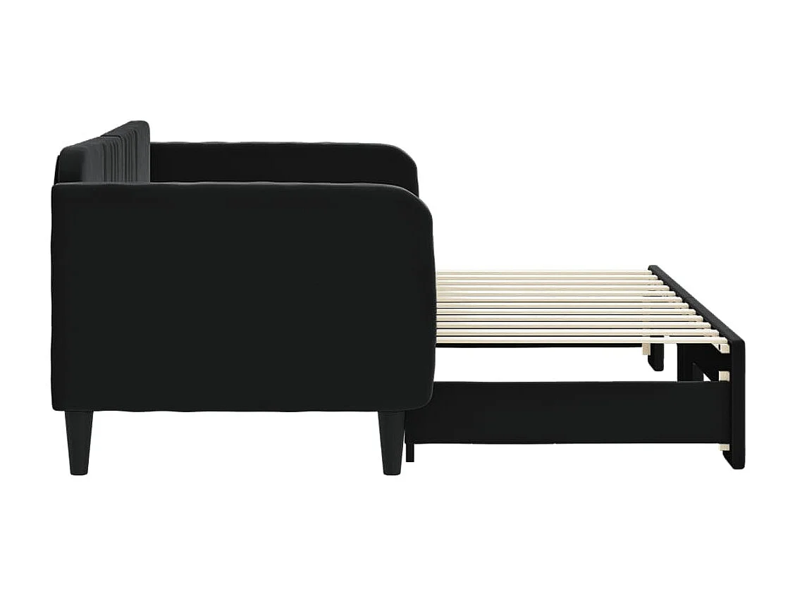 Lit gigogne noir 80x200 cm velours WVGQ3201