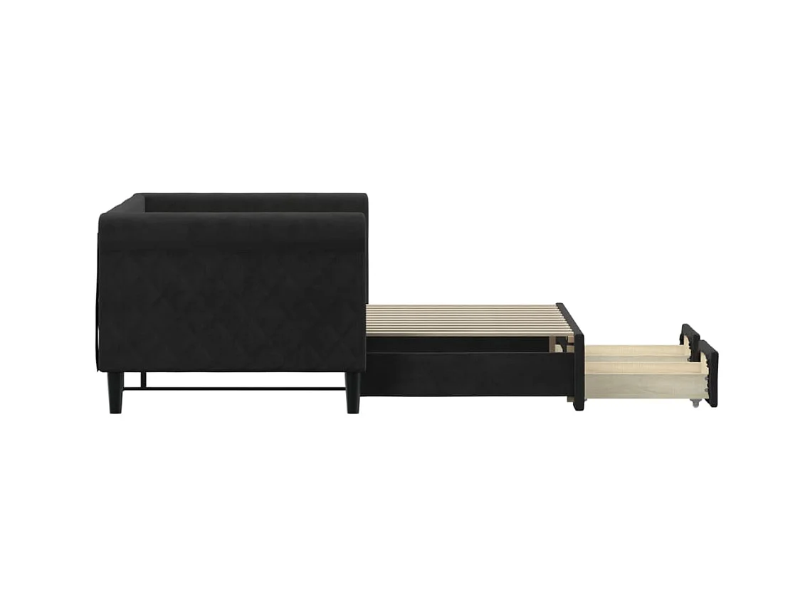 Tagesbett Ausziehbar,Ausziehbett mit Schubladen Schwarz 80x200 cm Samt -gkd18805