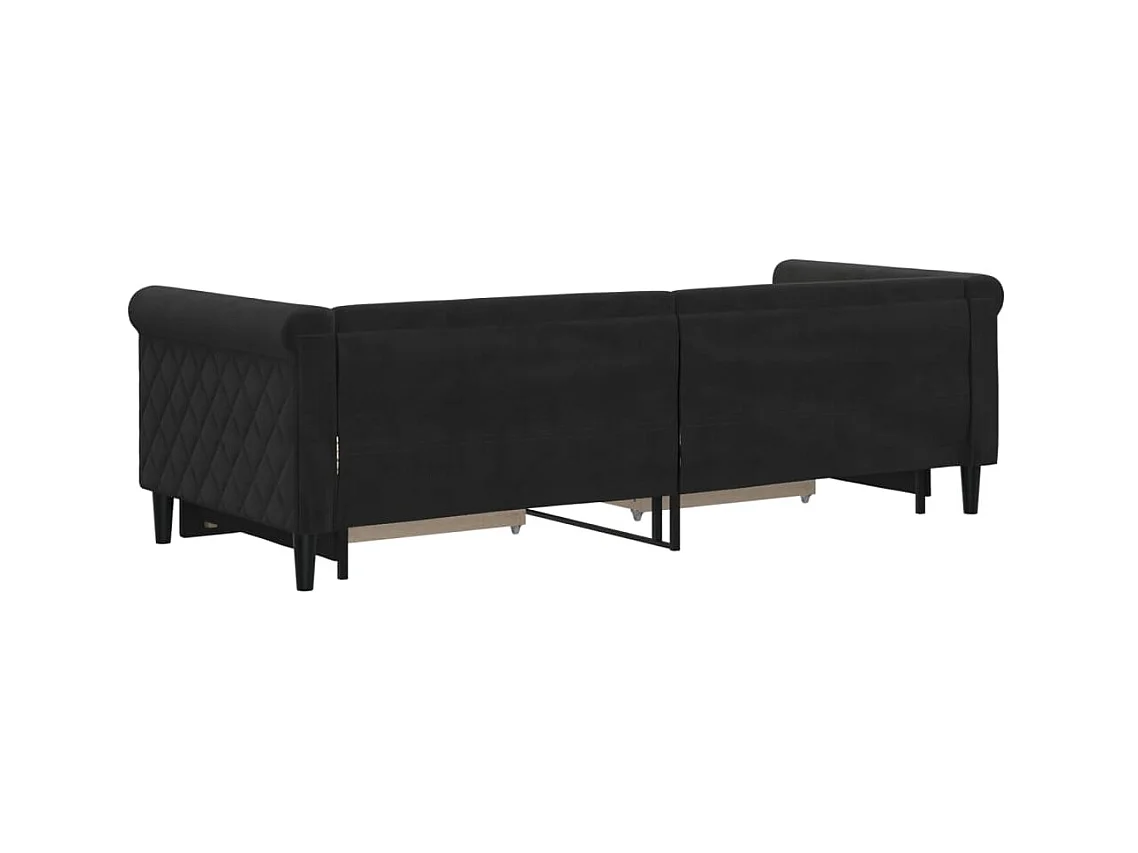 Tagesbett Ausziehbar,Ausziehbett mit Schubladen Schwarz 80x200 cm Samt -gkd18805