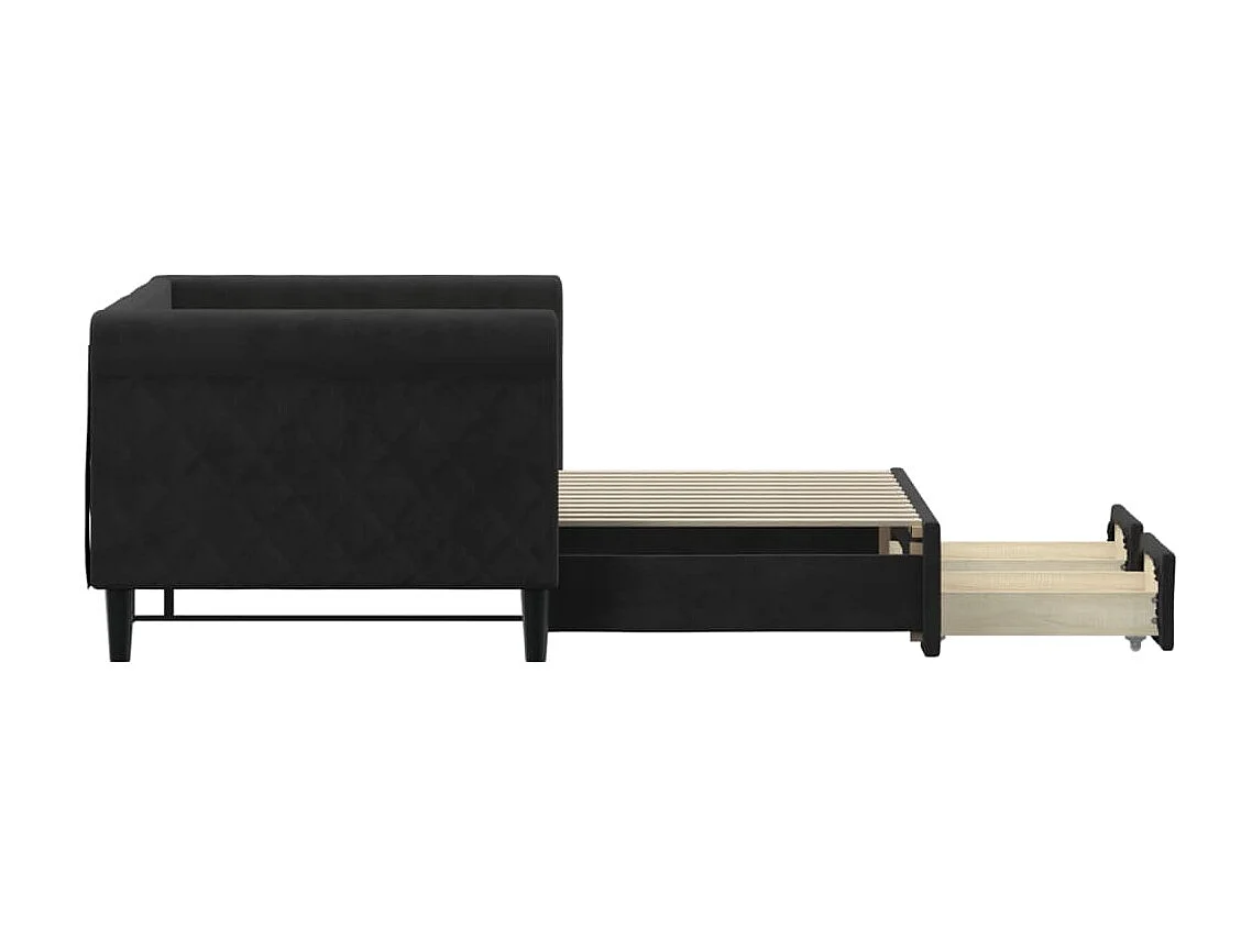 Lit gigogne et tiroirs noir 80x200 cm velours WVGQ7068