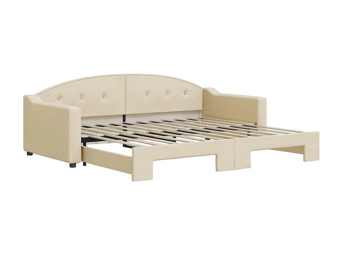 Cama dupla com gavetão 90x200 cm tecido cor creme PT351121