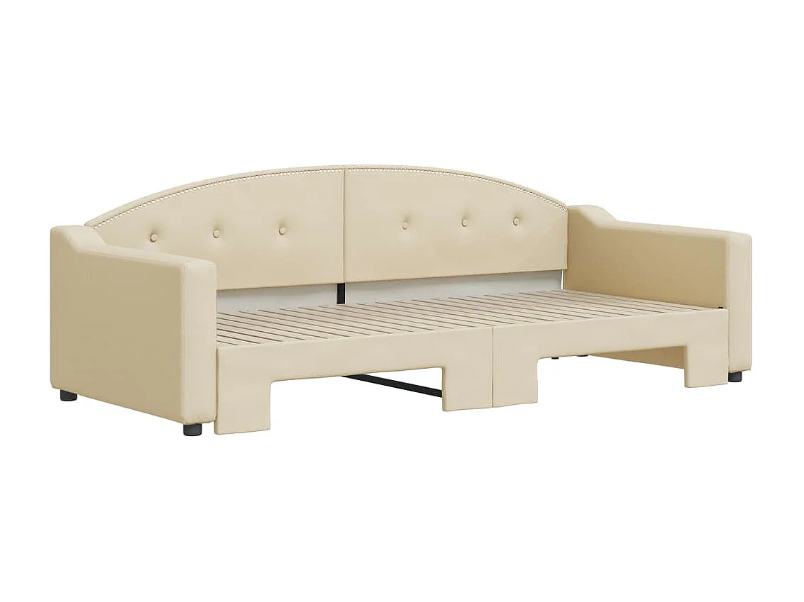 Cama dupla com gavetão 90x200 cm tecido cor creme PT351121
