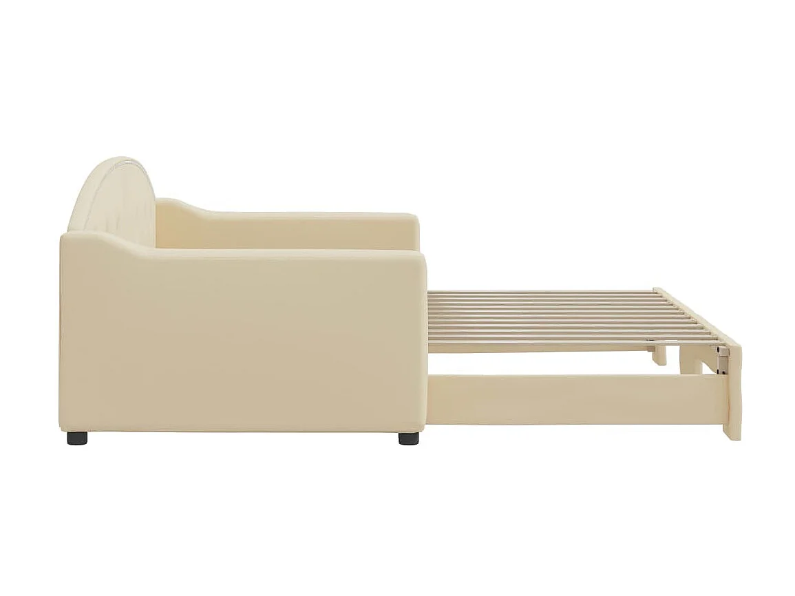 Cama dupla com gavetão 90x200 cm tecido cor creme PT351121