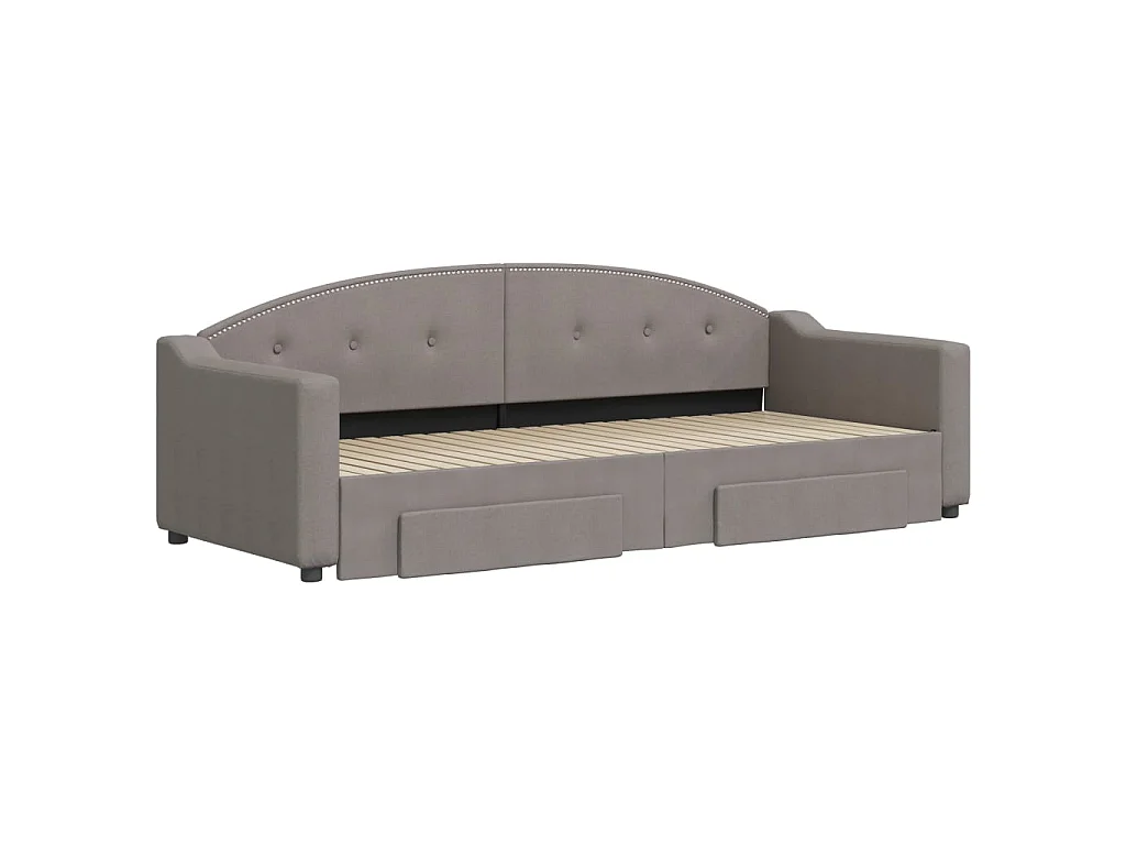 Lit gigogne et tiroirs taupe 80x200 cm tissu WVGQ1013