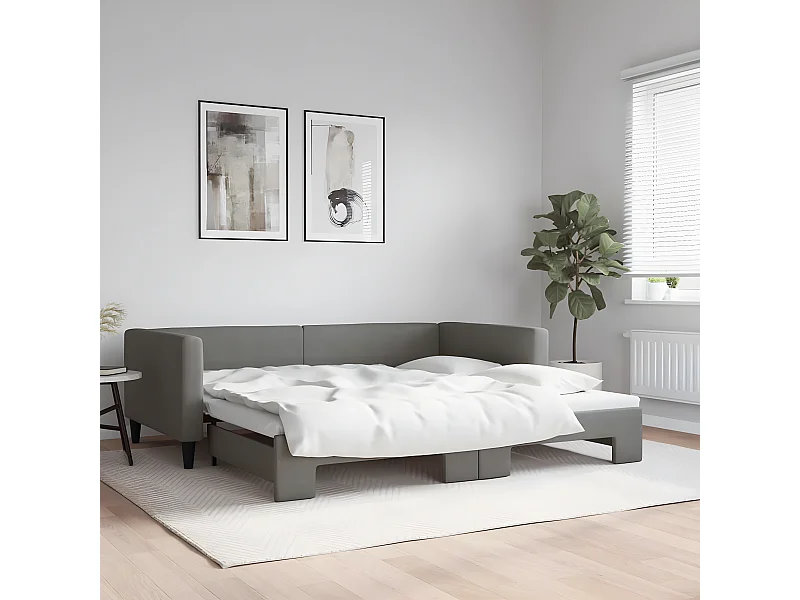 Cama nido - 100x200 cm tela gris oscuro ES18398