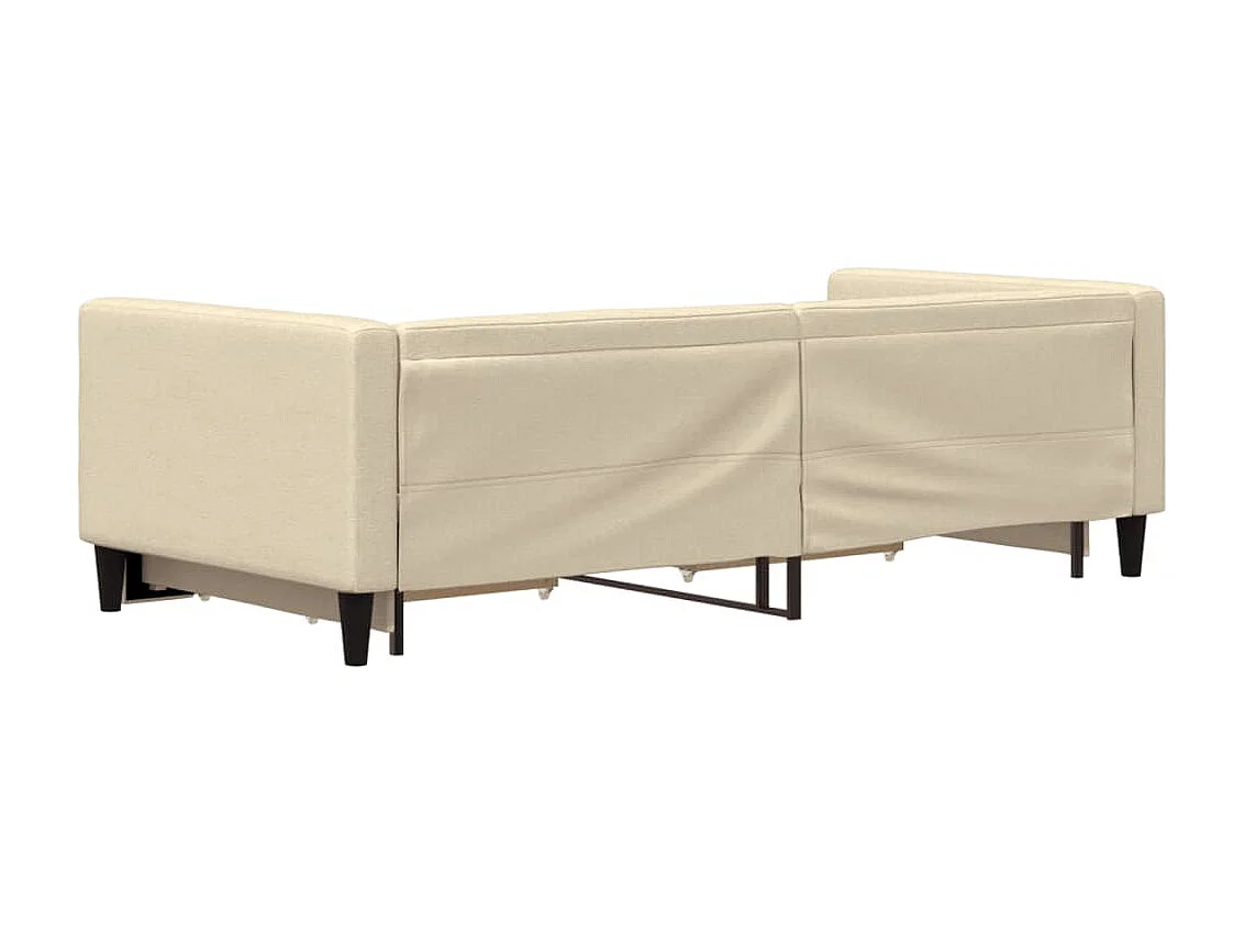 Lit gigogne et tiroirs crème 90x200 cm tissu WVGQ6117