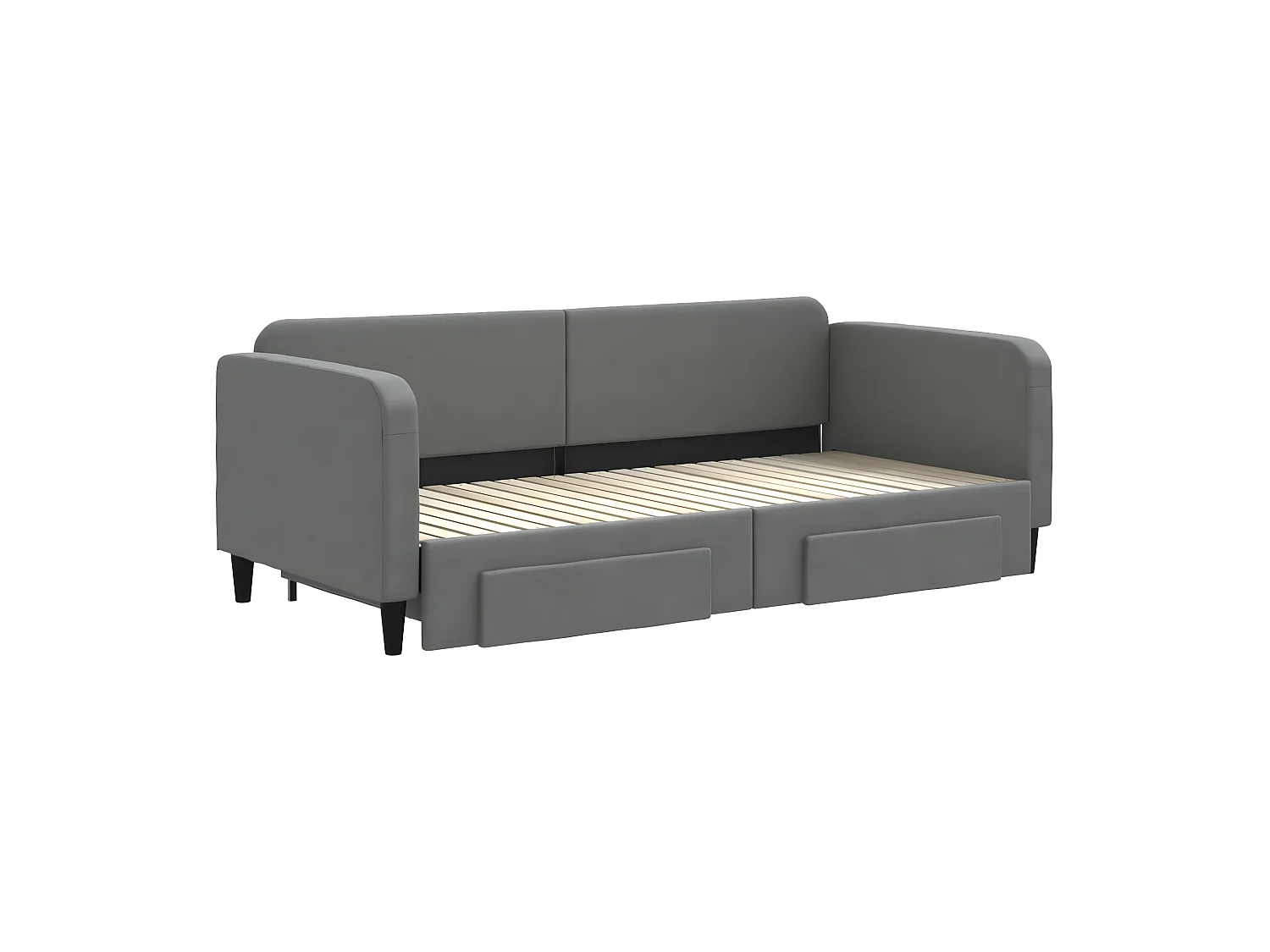Cama dupla e gavetas 90x200 cm tecido cinzento-escuro PT133394