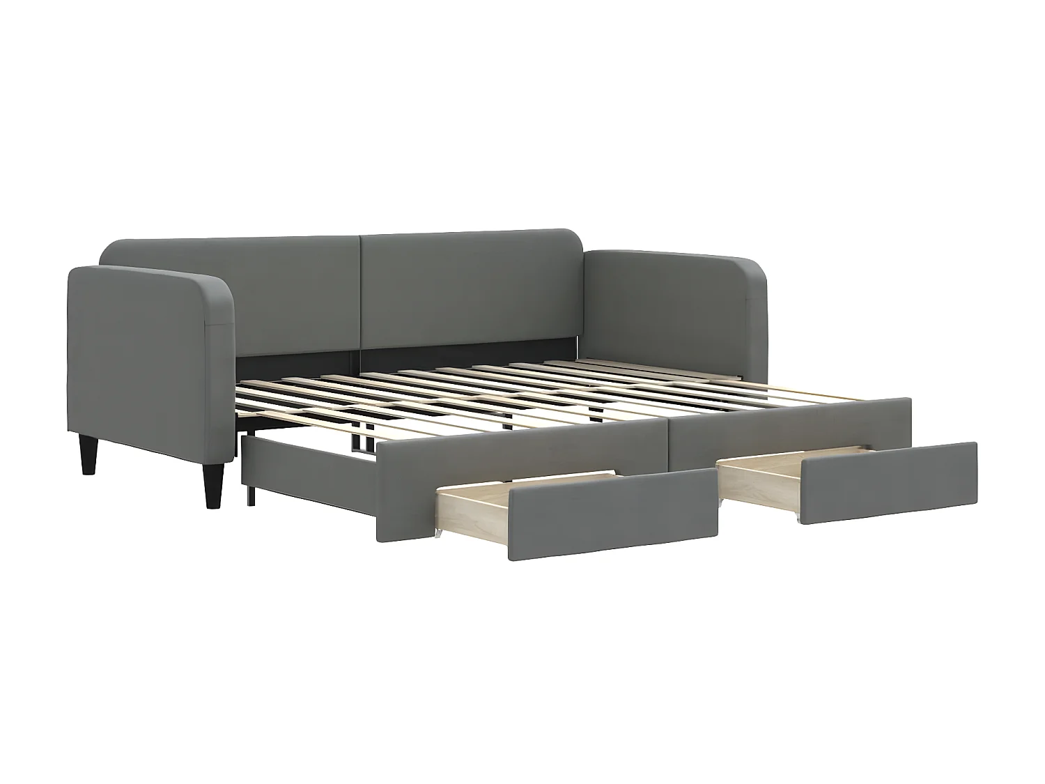 Cama dupla e gavetas 90x200 cm tecido cinzento-escuro PT133394