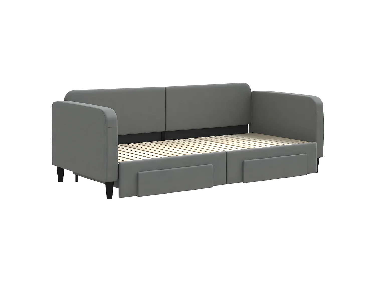 Cama dupla e gavetas 90x200 cm tecido cinzento-escuro PT133394