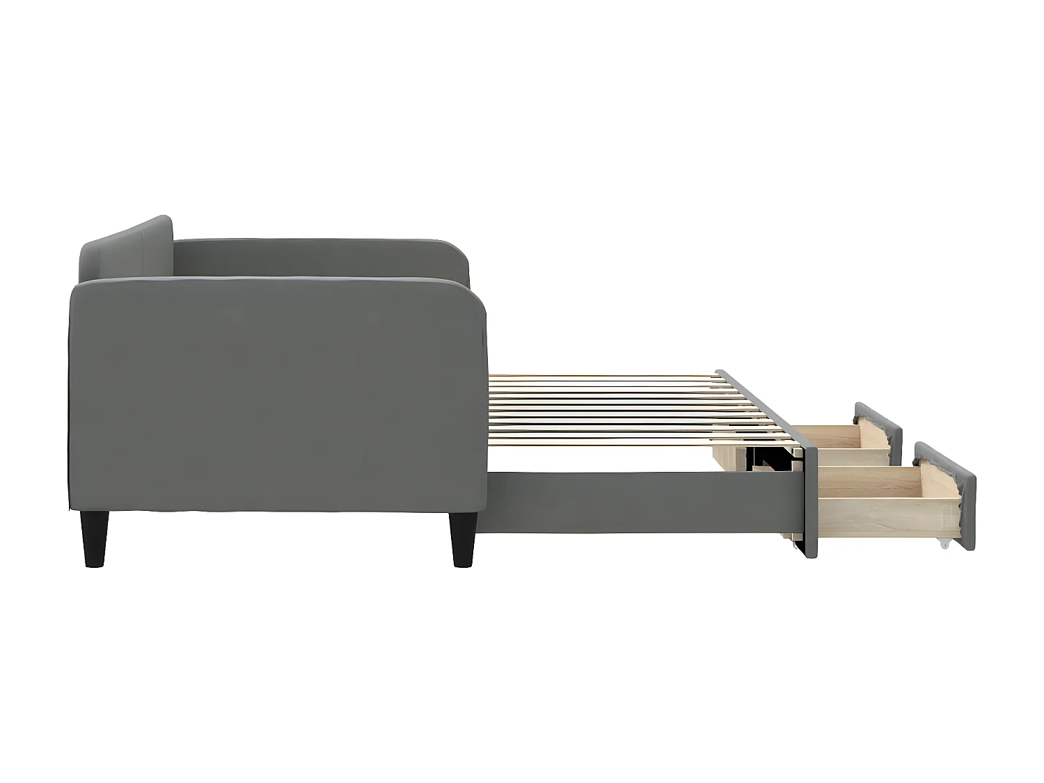 Cama dupla e gavetas 90x200 cm tecido cinzento-escuro PT133394