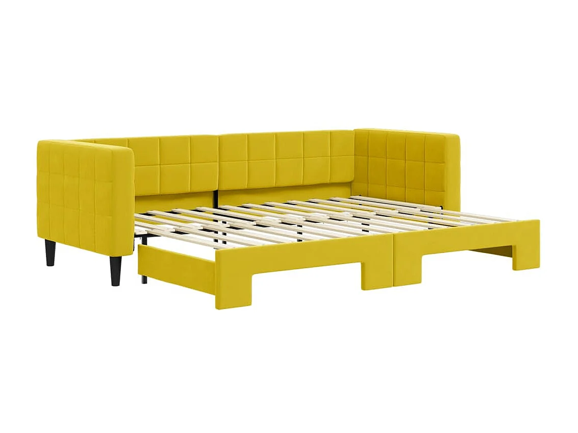 Lit gigogne jaune 80x200 cm velours WVGQ5184