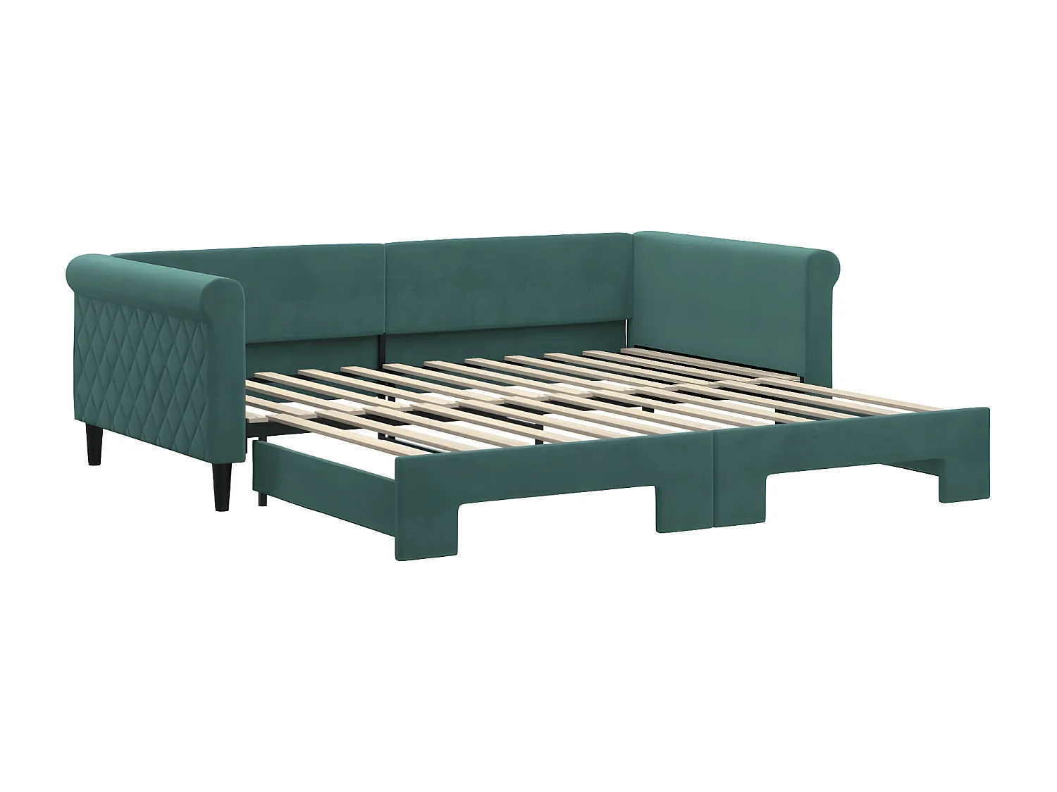 Lit gigogne vert foncé 100x200 cm velours ASW25381