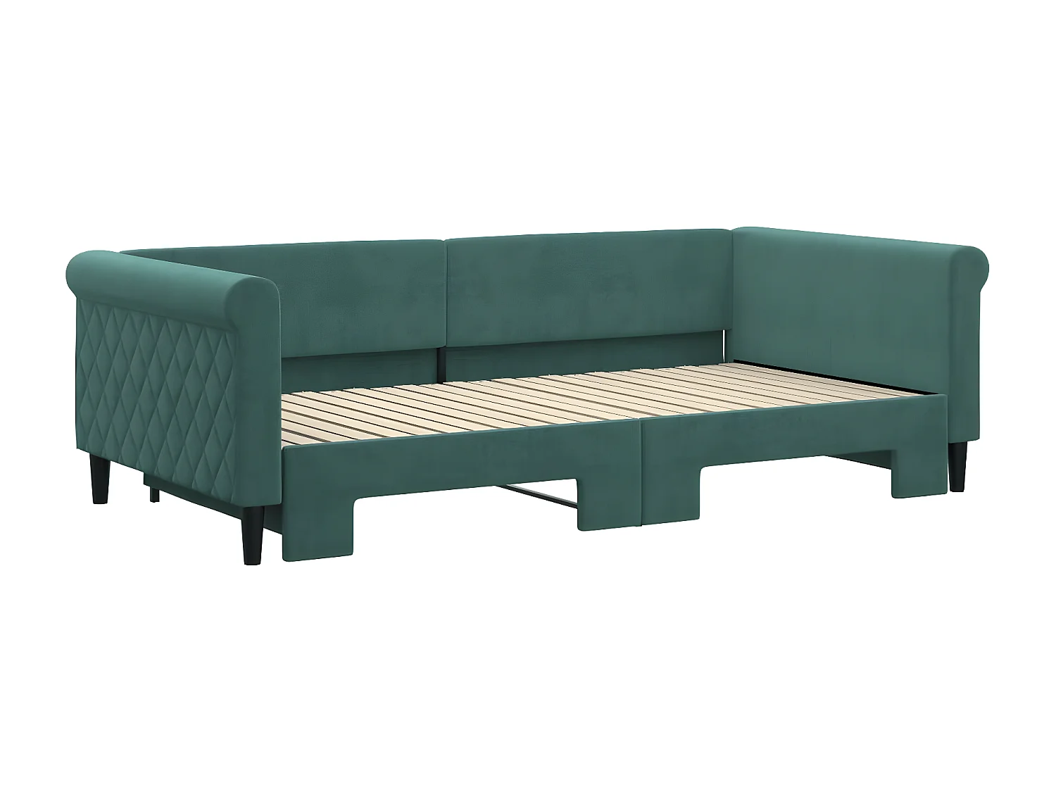 Lit gigogne vert foncé 100x200 cm velours ASW25381