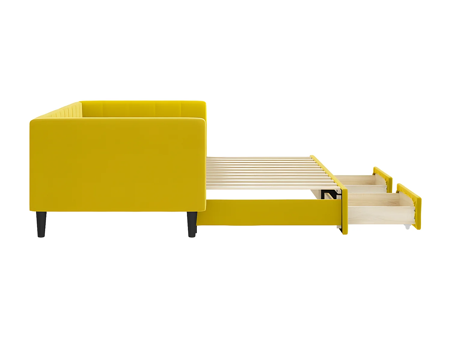 Lit gigogne et tiroirs jaune 90x200 cm velours WVGQ2592