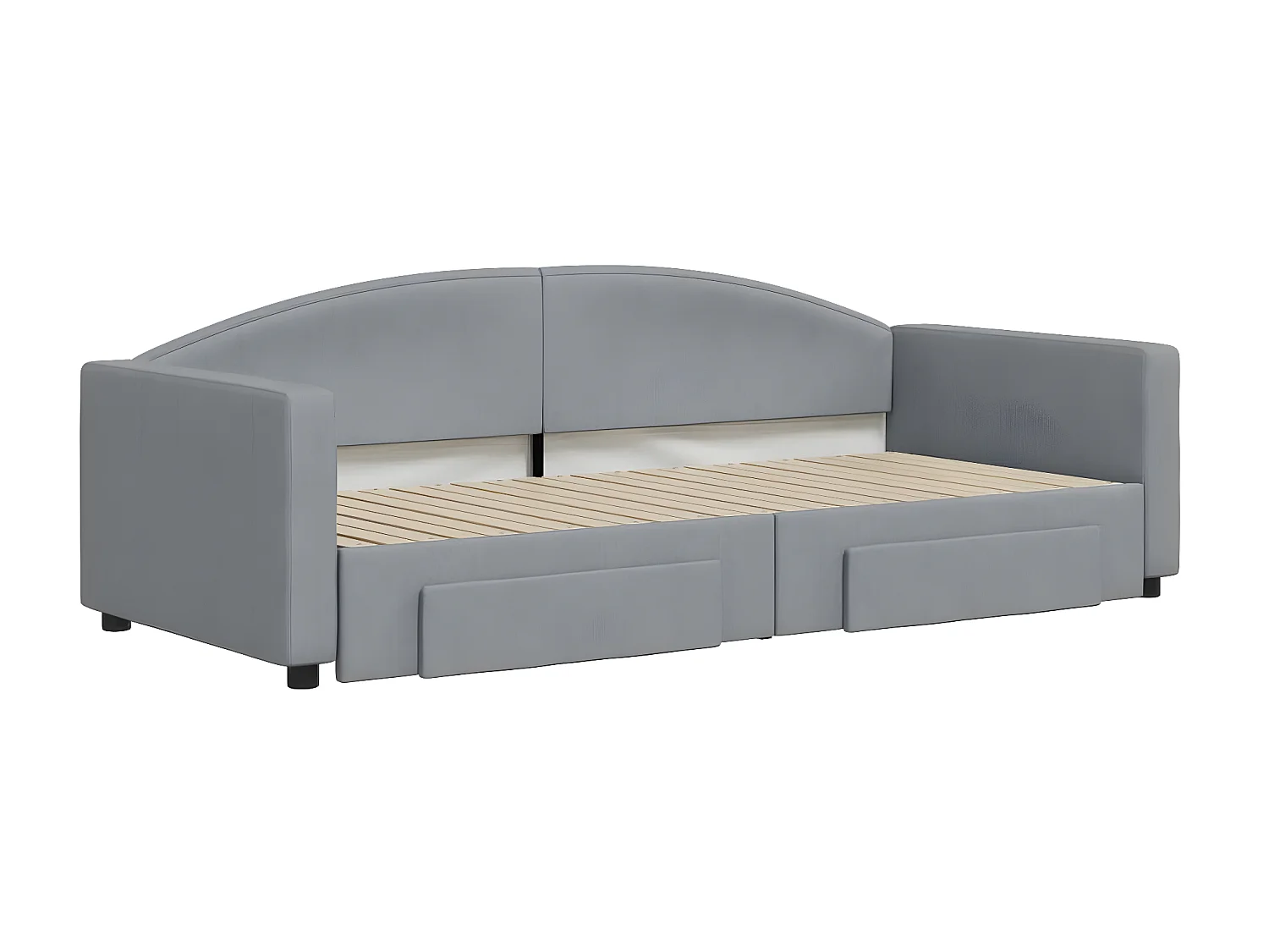 Cama nido - 90x200 cm con cajones tela gris claro ES37180