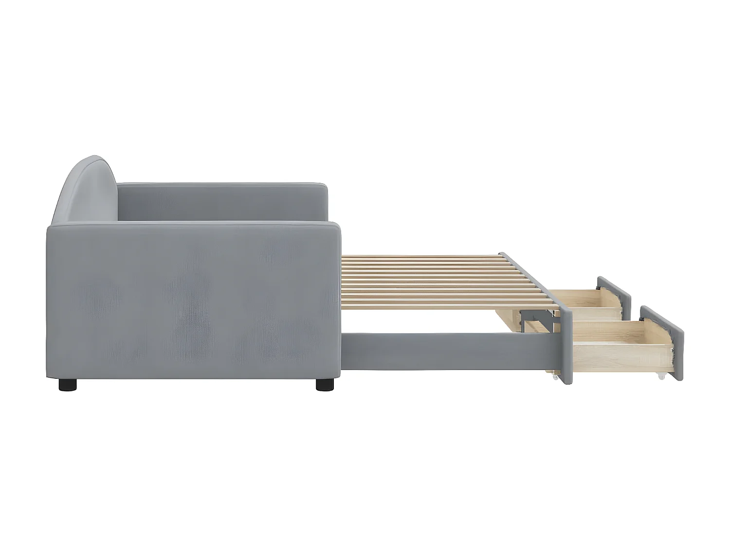 Cama dupla e gavetas 90x200 cm tecido cinzento-claro PT957368