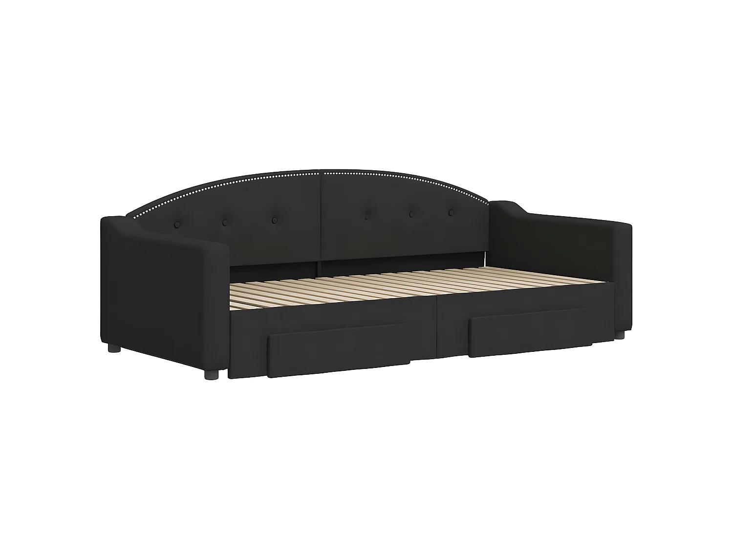 Lit gigogne et tiroirs noir 90x190 cm tissu WVGQ4137