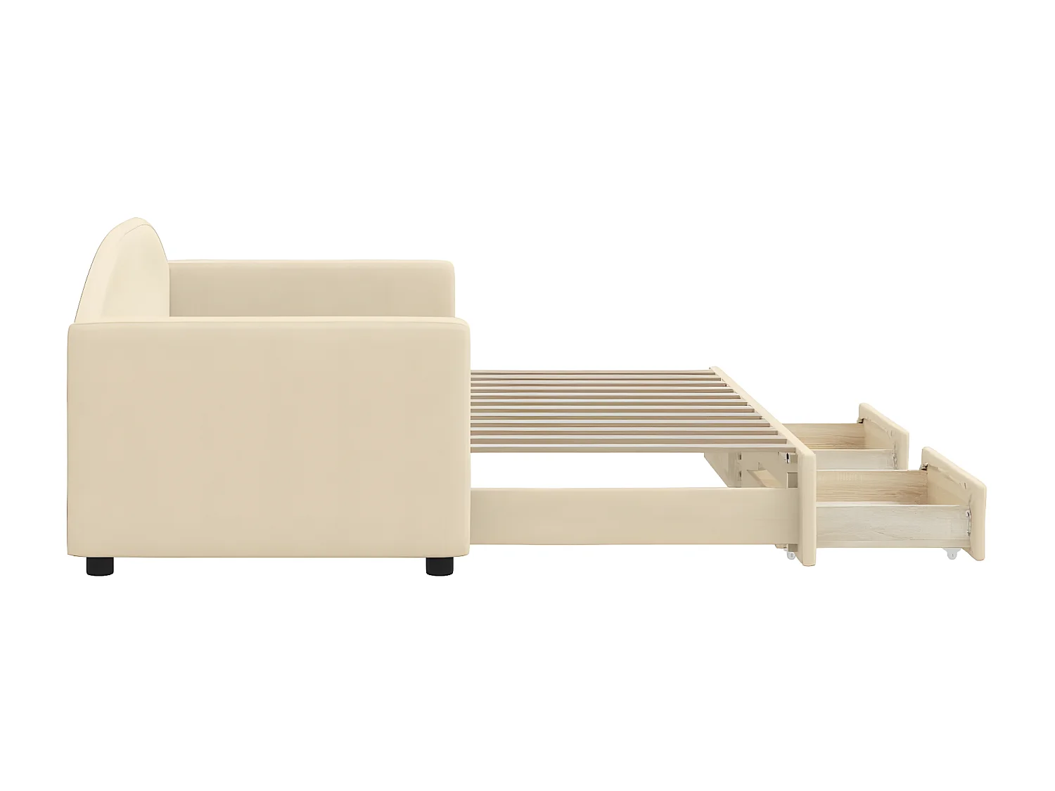 Cama dupla com gavetão e gavetas 80x200 cm tecido cor creme PT672900