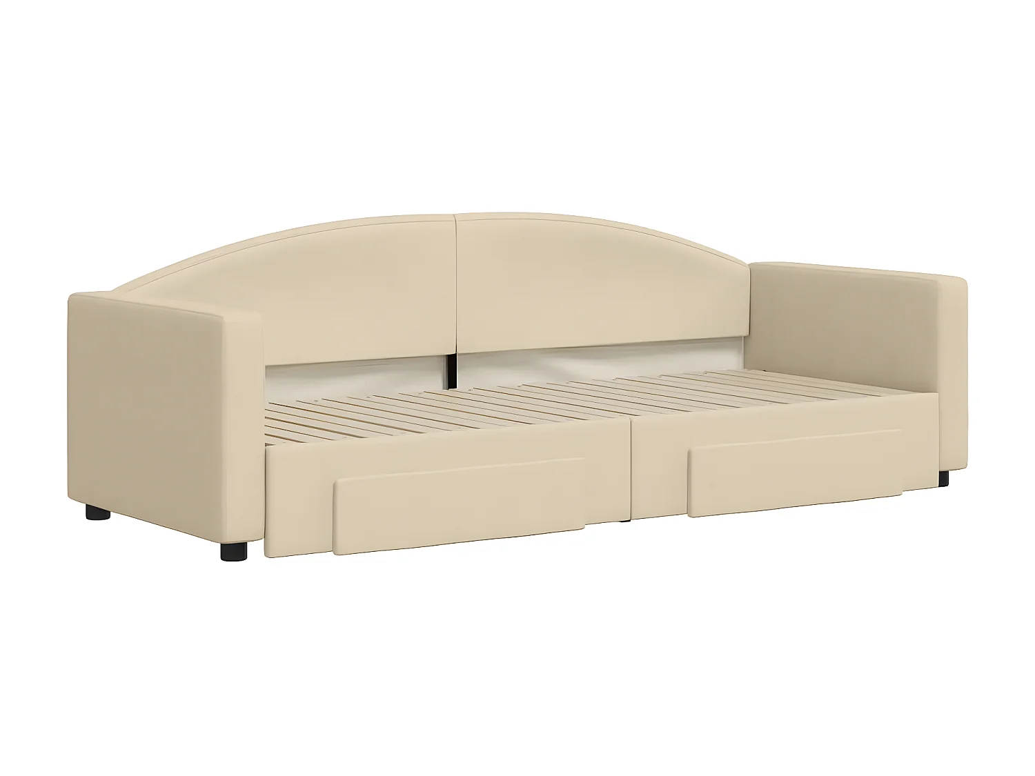 Cama nido - 80x200 cm con cajones tela color crema ES28831