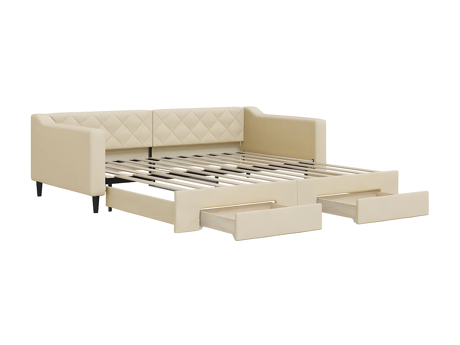 Cama nido - 100x200 cm con cajones tela color crema ES98862