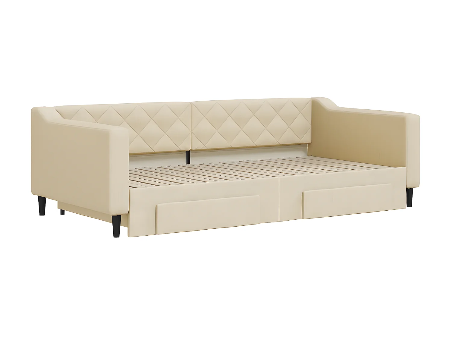 Sofá-cama 100x200 cm e gavetas com gavetão tecido cor creme PT388921