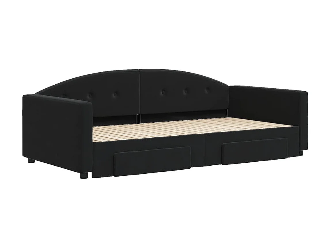 Cama dupla com gavetão e gavetas 100x200 cm veludo preto PT221880