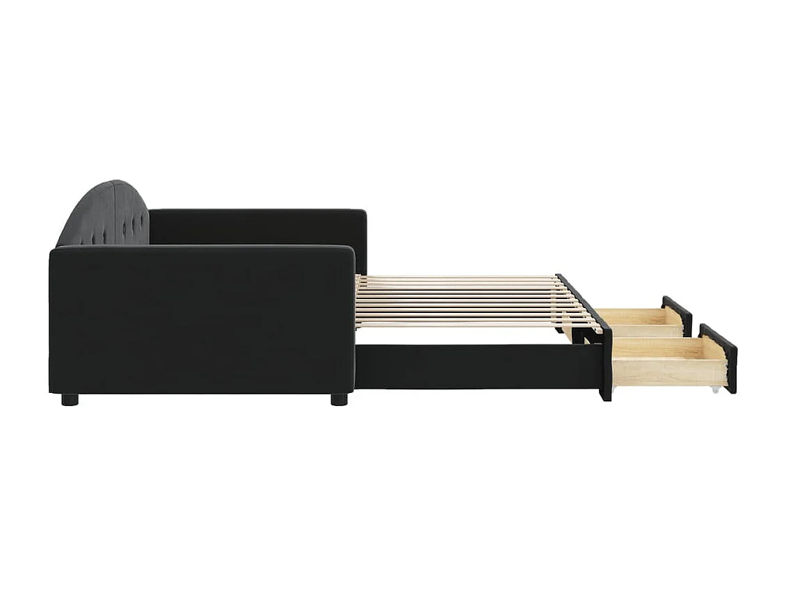 Cama dupla com gavetão e gavetas 100x200 cm veludo preto PT221880