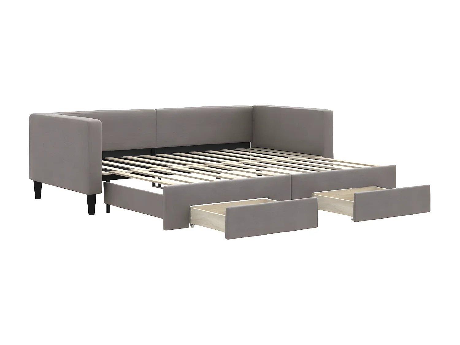Cama dupla/gavetas 90x200 cm tecido cinza-acastanhado PT788084